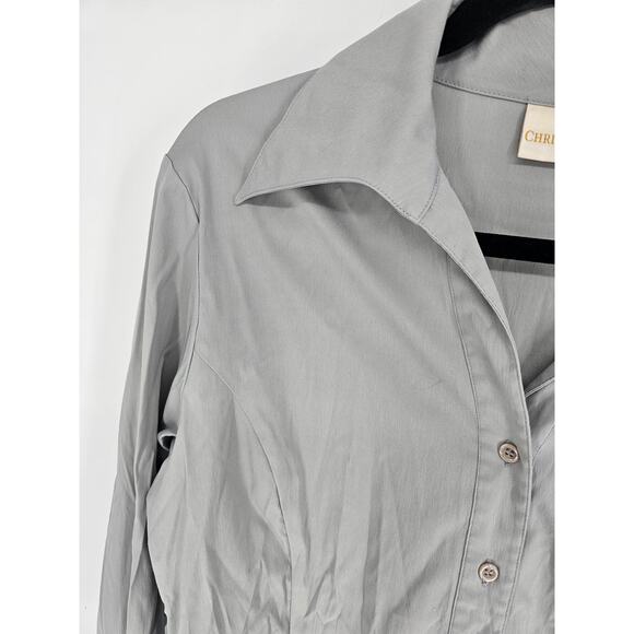 Christie & Jill Women's Long Sleeve Gray Button Down Blended Fiber Top Size M - Picture 2 of 4